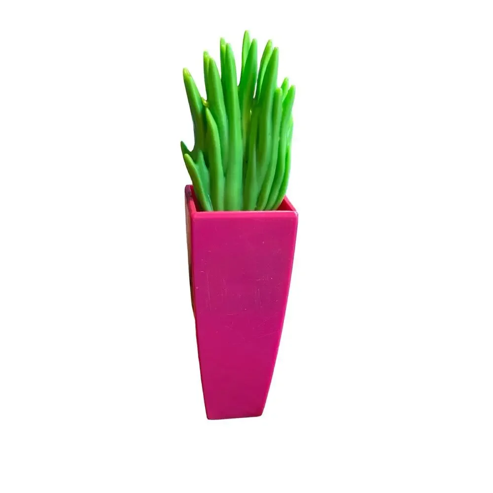 Barbie Close & Go Doll House Pink Green Tall Potted Plant Decor Replacement Part
